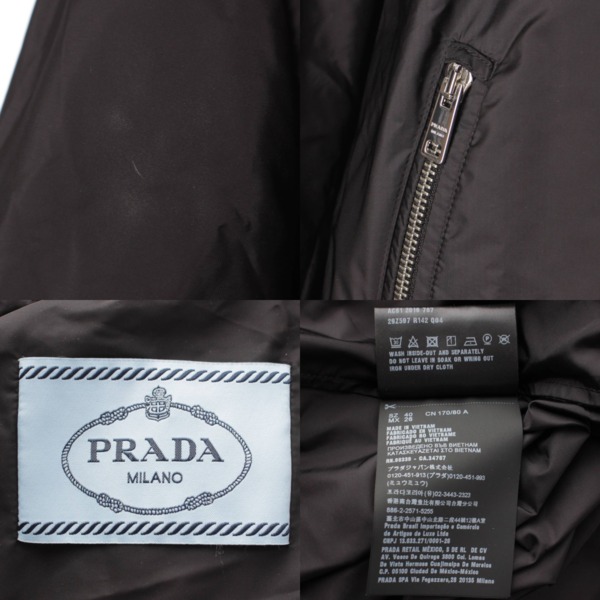 プラダ Prada トライアングル フード ジップアップ ナイロン ジャンパー ジャケット ブラック 40 中古 通販 retro レトロ