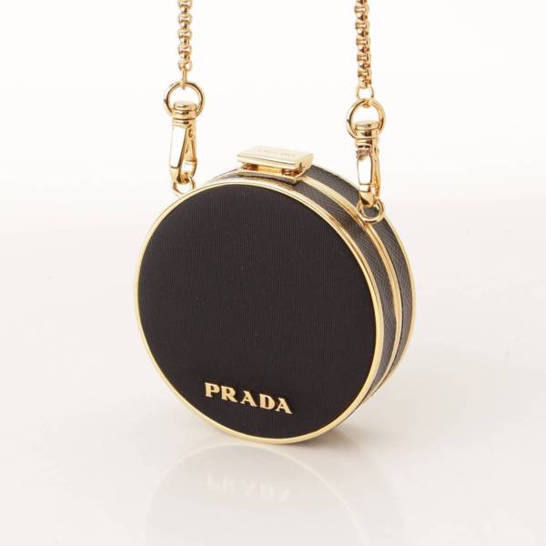 プラダ(Prada) ナイロン&メタル ロゴ ミラー付き ネックレス バッグ
