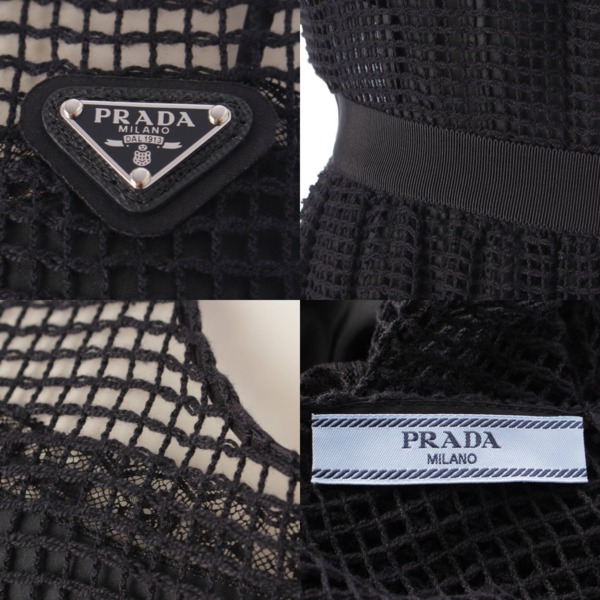 プラダ Prada トライアングル メッシュ ロング ワンピース ドレス P3G49L ブラック 38 中古 通販 retro レトロ