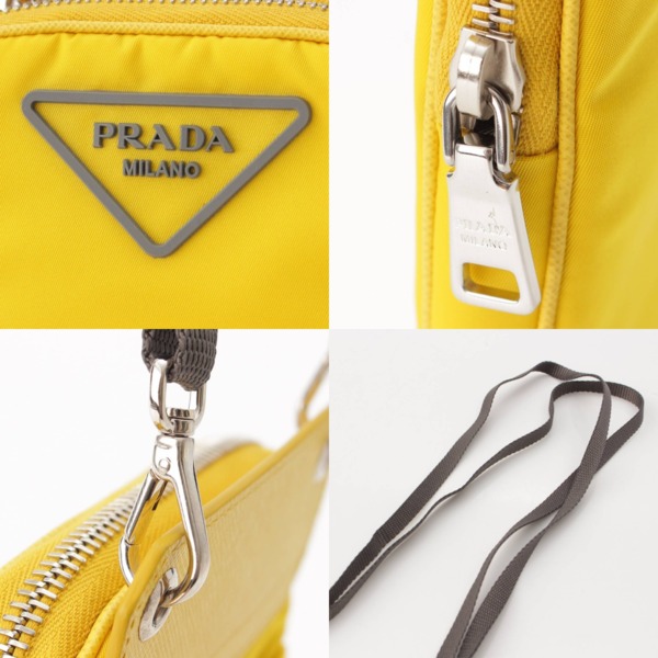 プラダ Prada トライアングルロゴ ナイロン スマホケース ポーチ サコッシュ 2ZT012 イエロー 中古 通販 retro レトロ