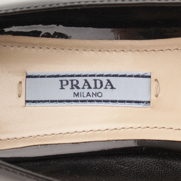 プラダ(Prada) パテント リボン バレリーナ パンプス ブラック 36 1/2