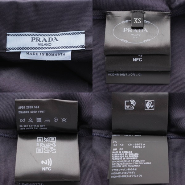 プラダ Prada 23年 パジャマ シルク ロゴ シャツ ブラウス トップス DNA949 ネイビー XS 中古 通販 retro レトロ