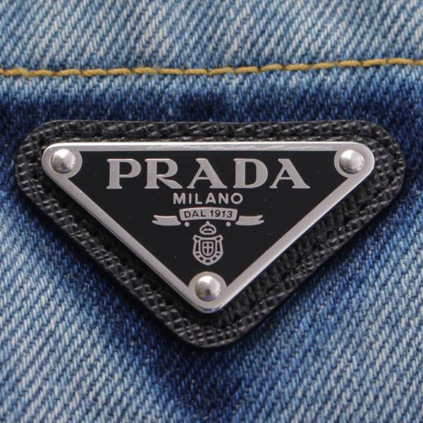 プラダ Prada トライアングルロゴ オーバーサイズ オーガニックデニム シャツ GFC036 ブルー 38 中古 通販 retro レトロ