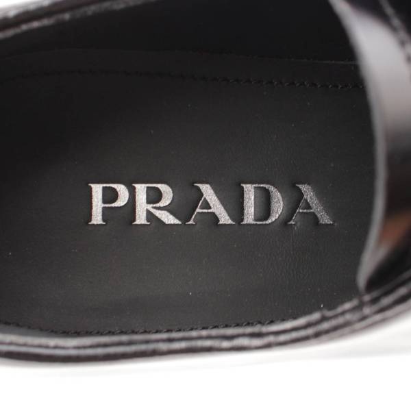 プラダ Prada ブラッシュドレザー レースアップ プレーントゥシューズ ブラック 36.5 中古 通販 retro レトロ