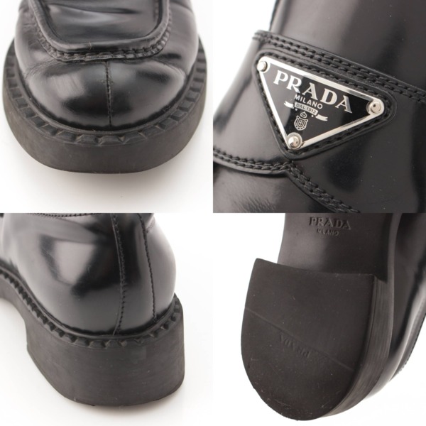 プラダ Prada モノリス ブラッシュドレザー ローファー シューズ ブラック 37.5 中古 通販 retro レトロ