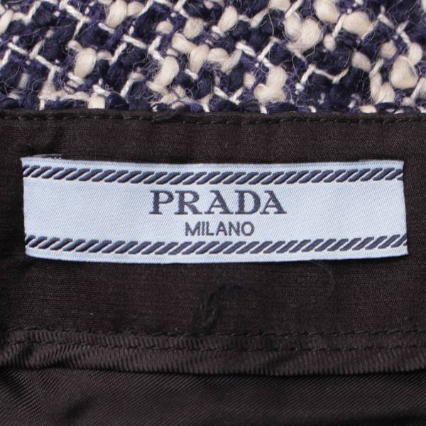 プラダ(Prada) 15年 ツイード 台形 タイトスカート ネイビー 36 中古