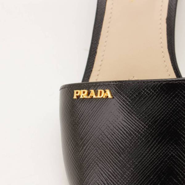 プラダ(Prada) ロゴ サフィアーノ レザー ミュール ヒール サンダル