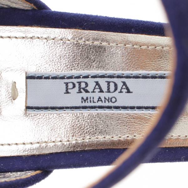 プラダ(Prada) クリスタルヒール ビジュー スエード サンダル ラインストーン ブルー 35 中古 通販 retro レトロ