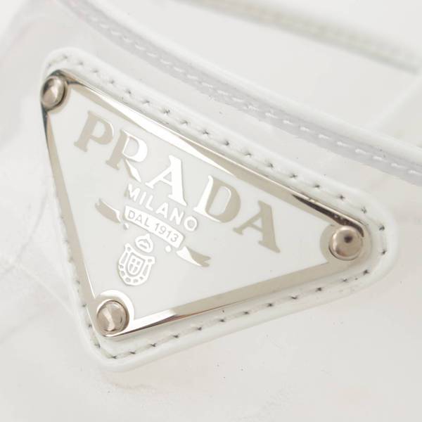 プラダ Prada クリア プレート ヒール サンダル ミュール ホワイト 36