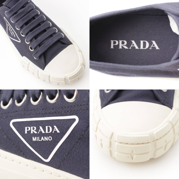 プラダ Prada メンズ トライアングル ロゴ キャンバス スニーカー 