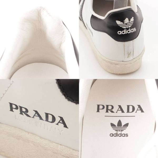 プラダ Prada アディダスコラボ 20SS メンズ SUPERSTAR レザー スニーカー FW6680 ホワイト 27.5 中古 通販  retro レトロ