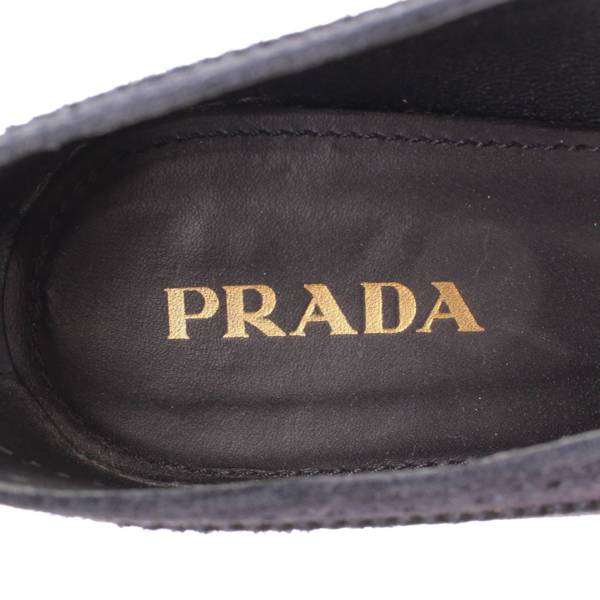 プラダ(Prada) メダリオン レースアップシューズ スエード ネイビー 36