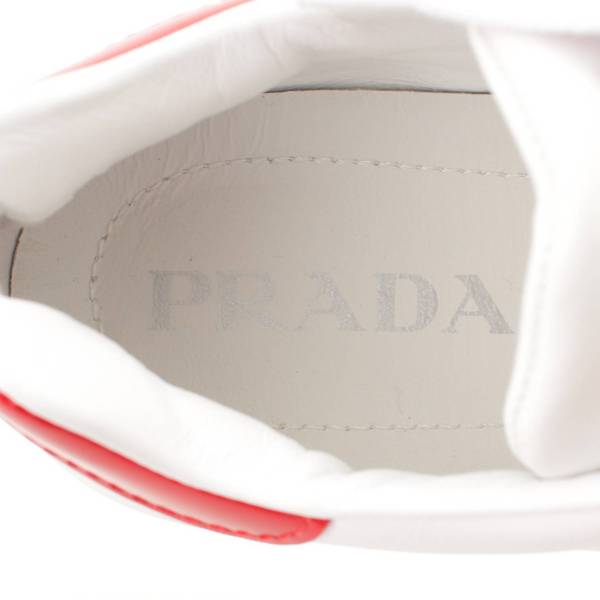 プラダ(Prada) レザー ローカット スニーカー シューズ ホワイト ...