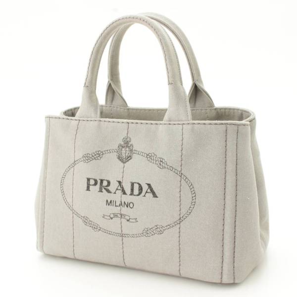 プラダ(Prada) カナパ デニム 2WAYトートバッグ 1BG439 グレー 中古