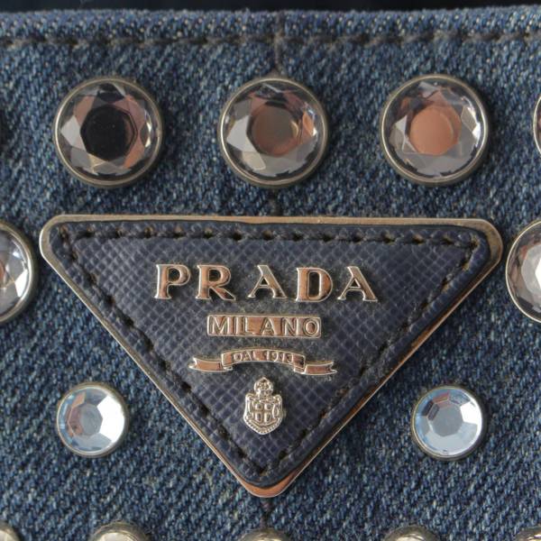 プラダ(Prada) カナパ ビジュー 2WAY デニム トートバッグ