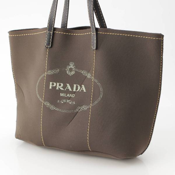 プラダ Prada ネオプレーン ショッピングバッグ ウレタン カナパロゴ トートバッグ BR4623 カーキ 中古 通販 retro レトロ