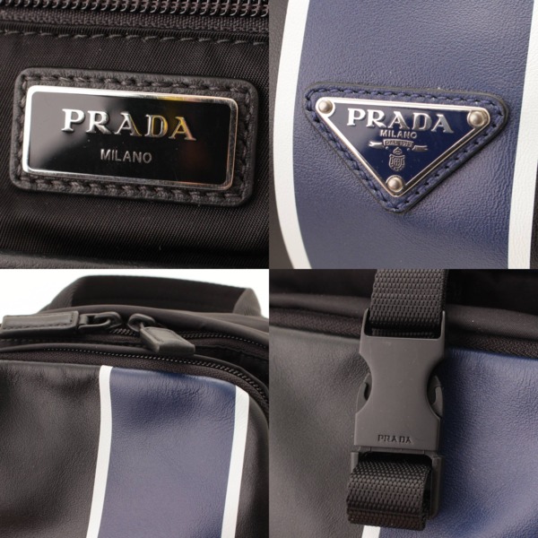 プラダ(Prada) レザー クロスボディバッグ 2VZ013 ブラック ネイビー ...
