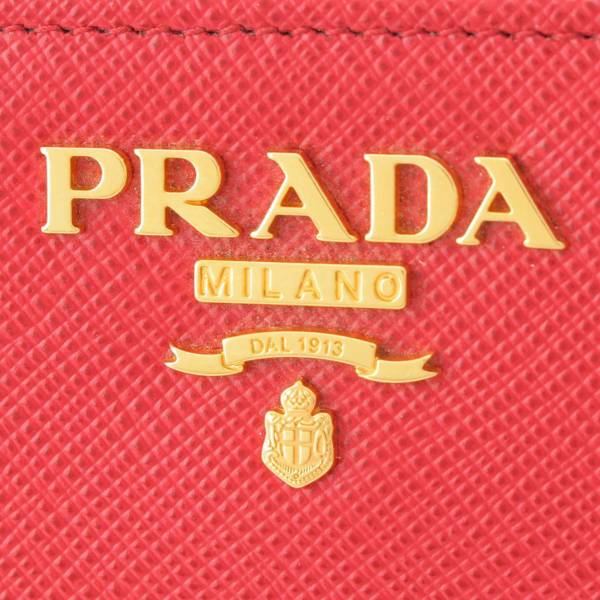 プラダ Prada サフィアーノ ロゴ レザー カードケース パスケース 名刺入れ 1ML040 レッド 中古 通販 retro レトロ