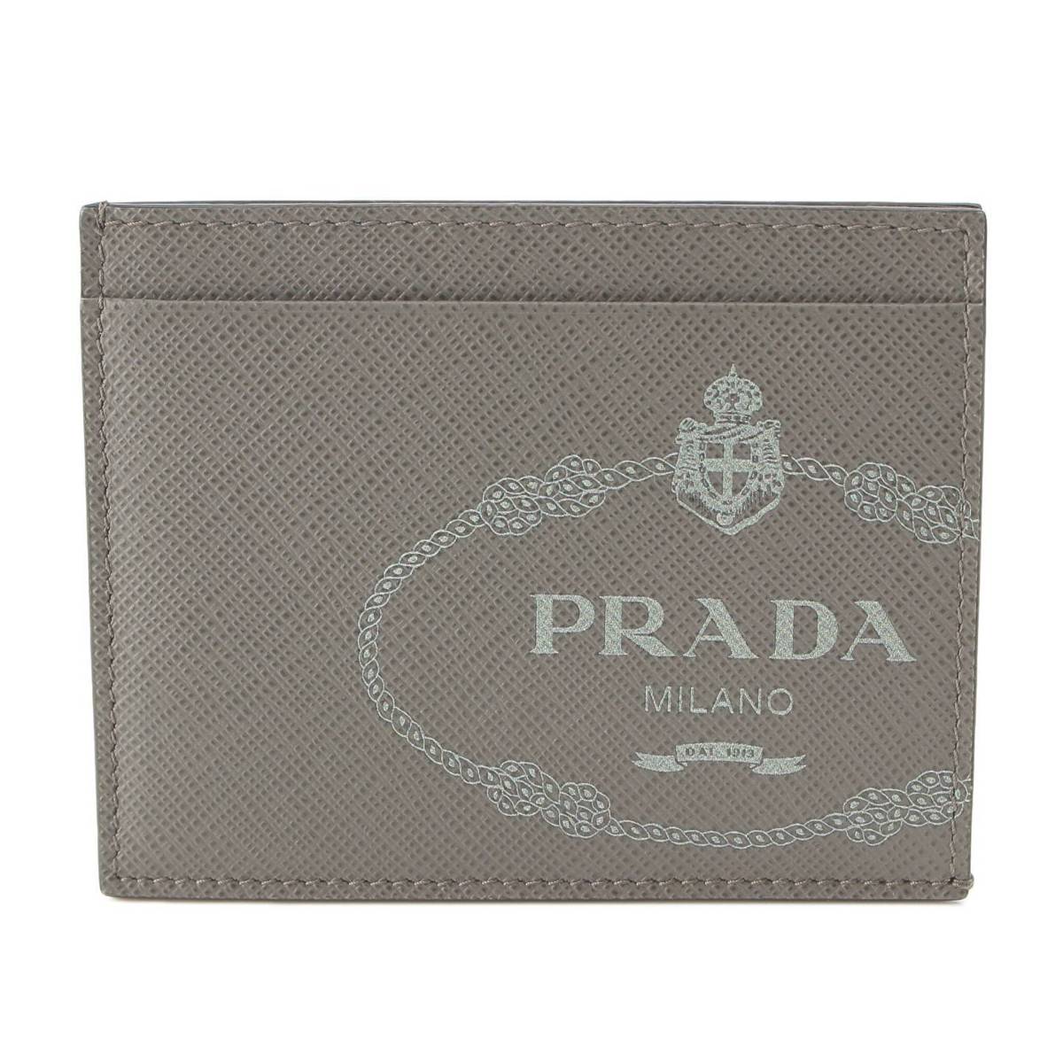 プラダ Prada サフィアーノ レザー ロゴ カードケース パスケース 名刺入れ 2MC223 グレー 中古 通販 retro レトロ
