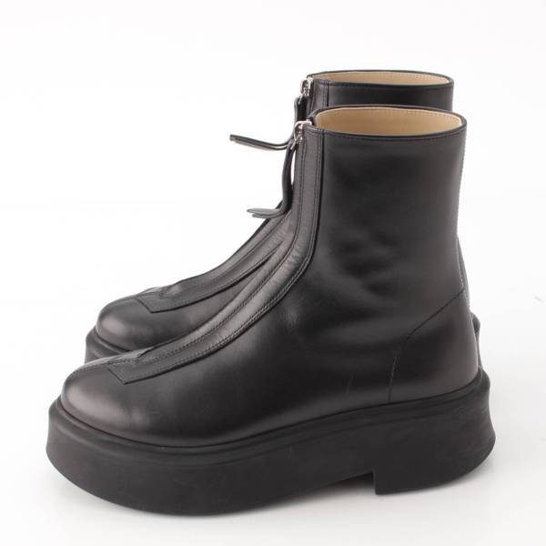 ザロウ THE ROW Zipped Boot 1 レザー ショート ジップアップ ブーツ ブーティー ブラック 38 中古 通販 retro レトロ