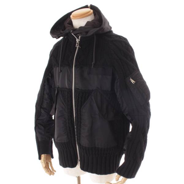 サカイ(sacai) メンズ 20年 ドッキング ニット ジップアップ