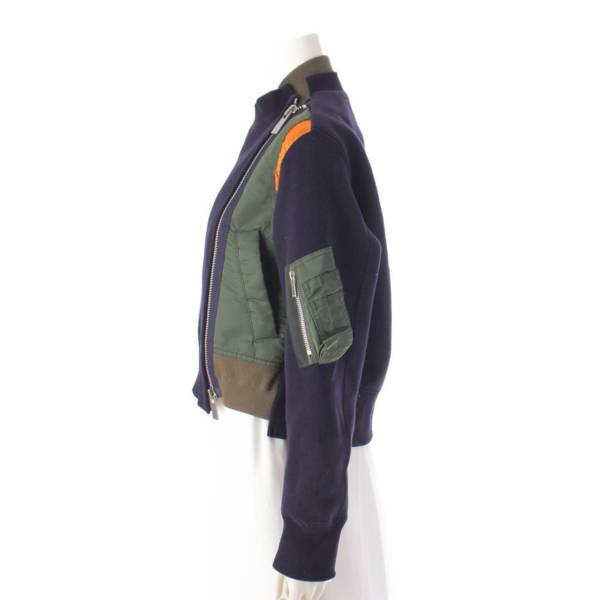 サカイ sacai ナイロン ニット ジップ ma-1 ドッキング ブルゾン ジャケット 22-06293 ネイビー 1 中古 通販 retro レトロ