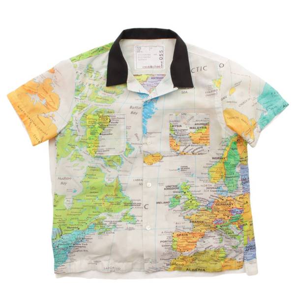サカイ(sacai) 20SS 世界地図柄 半袖シャツ オープンカラーシャツ 20