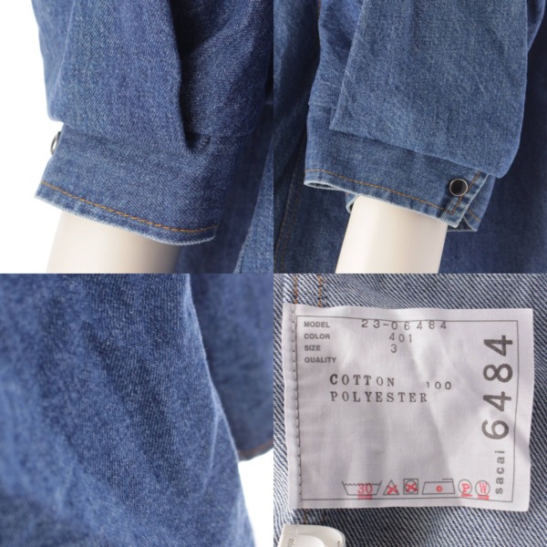 サカイ sacai 23SS Denim Shirt ショートスリーブ コットン デニムシャツ インディゴブルー 3 中古 通販 retro レトロ