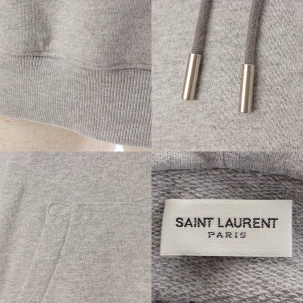 サンローラン(SAINT LAURENT) 17SS シグニチャー ロゴプルオーバーパーカー フーディ 464581 グレー XS 中古 通販  retro レトロ