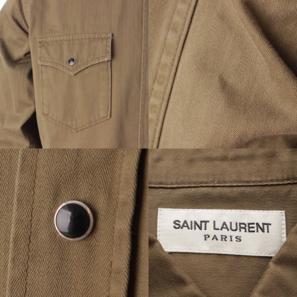 サンローラン SAINT LAURENT メンズ 20年 ダメージ加工 コットン ウエスタン ミリタリーシャツ 629966 カーキM 中古 通販  retro レトロ