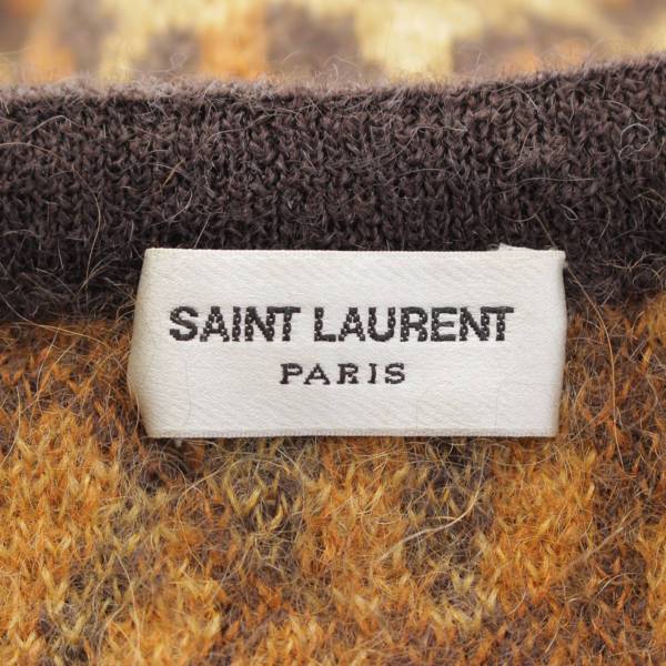 サンローラン SAINT LAURENT 15AW メンズ レオパード柄 モヘアニット セーター 386346 ブラウン×ベージュ M 中古 通販  retro レトロ