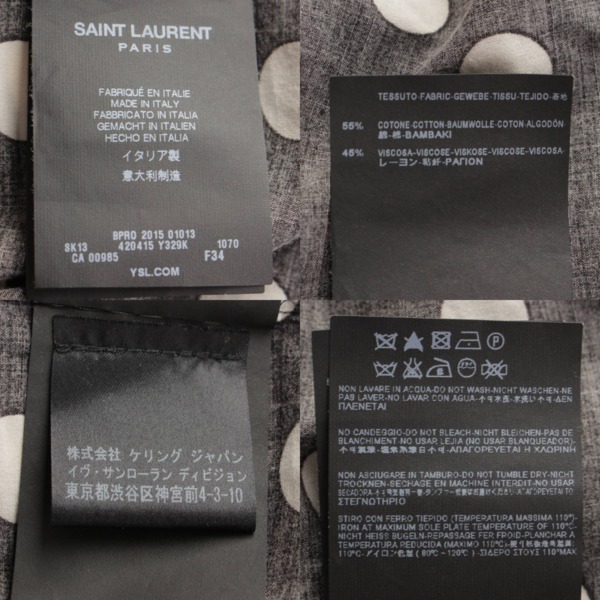 サンローラン SAINT LAURENT 16SS エディ期 ポルカドットシャツ 420415