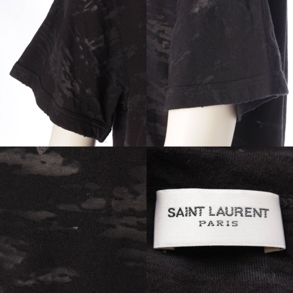 サンローラン SAINT LAURENT 17年 サンダー ロゴ ダメージ加工 Tシャツ カットソー トップス 510086 ブラック M 中古 通販  retro レトロ