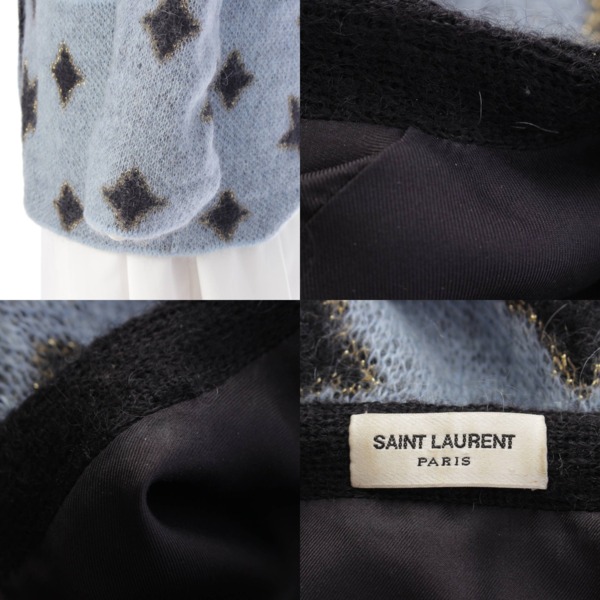 サンローラン SAINT LAURENT 13年 スター 星 モヘア ウール混 カーディガン トップス 334094 ブルー S 中古 通販  retro レトロ