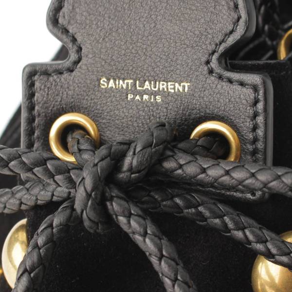 サンローラン SAINT LAURENT ロゴ スタッズ スエード 巾着 ショルダー