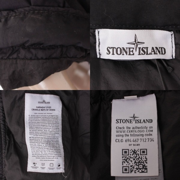 ストーンアイランド(STONE ISLAND) ガーメントダイ クリンクル レップス ダウンジャケット 63154302 ブラック L 中古 通販  retro レトロ