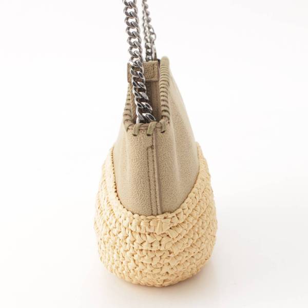 ステラマッカートニー Stella McCartney ファラベラ FALABELLA ラフィア ミニ チェーンショルダー かごバッグ 700226  カーキ 中古 通販 retro レトロ