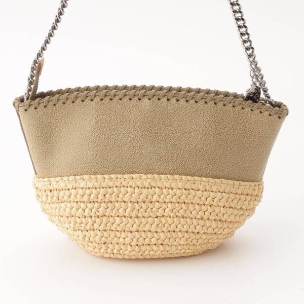 ステラマッカートニー Stella McCartney ファラベラ FALABELLA ラフィア ミニ チェーンショルダー かごバッグ 700226  カーキ 中古 通販 retro レトロ