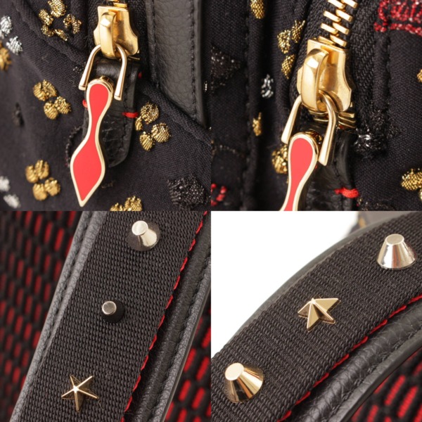 【美品】クリスチャンルブタン バックパック リュック 刺繍 ブラック ロゴ　レアリュック