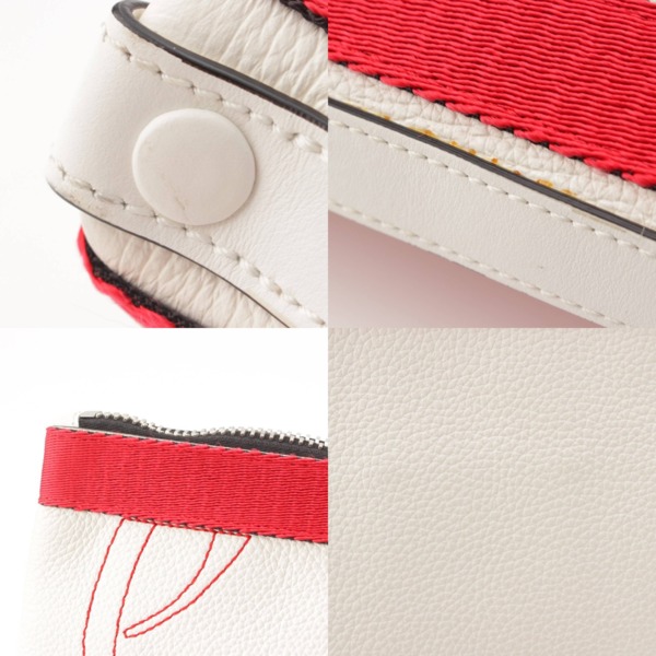 クリスチャンルブタン Christian Louboutin メンズ KALOUPOUCH ロゴ レザー クラッチバッグ ホワイト×レッド 中古 通販  retro レトロ