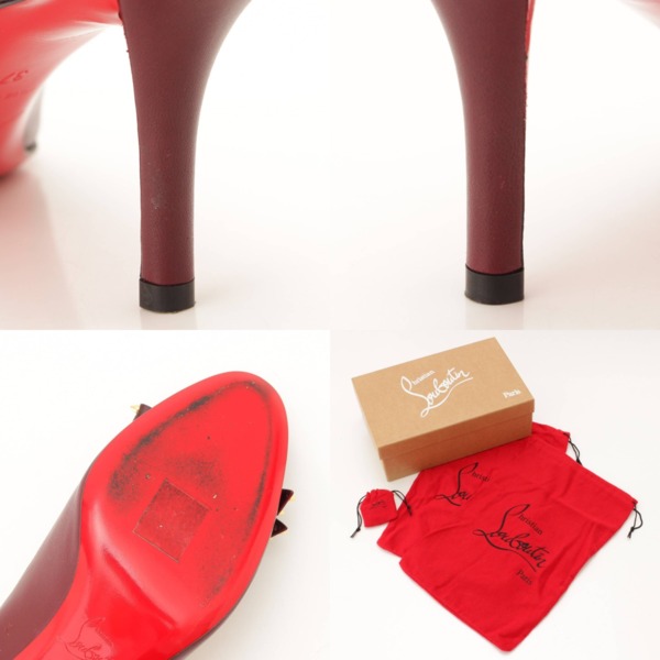 クリスチャン ルブタン(Christian Louboutin) リボン スタッズ ヒールパンプス 3161054 ボルドー 37 中古 通販  retro レトロ