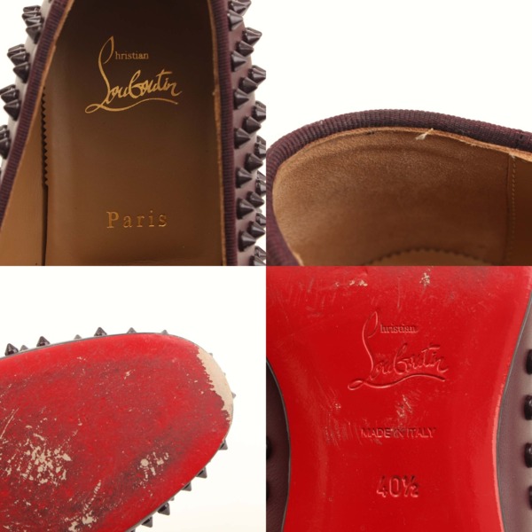 クリスチャン ルブタン(Christian Louboutin) メンズ ローラーボーイ スパイク スタッズ スリッポン ワインレッド 40 1/2  中古 通販 retro レトロ