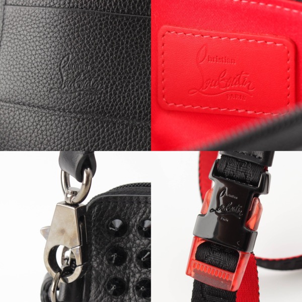 クリスチャンルブタン Christian Louboutin ルビラブ レザー×スタッズ ショルダーバッグ バッグ ブラック レッド 中古 通販  retro レトロ