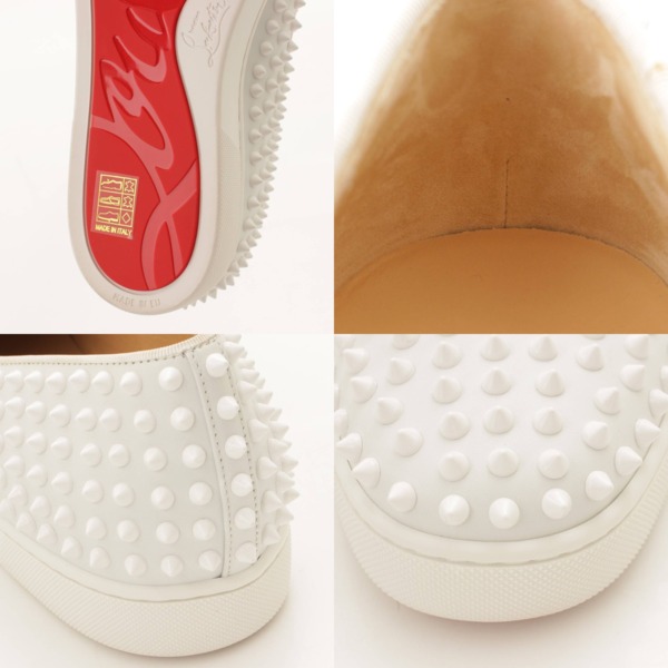 クリスチャン ルブタン(Christian Louboutin) スパイク レザー ローラーボート スニーカー 3120490 ホワイト 43 中古  通販 retro レトロ