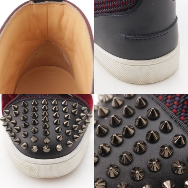 クリスチャンルブタン Christian Louboutin LOU SPIKES ORLATO FLAT CALF×TRESSE ハイカット  スニーカー 1200269 ボルドー 40 中古 通販 retro レトロ