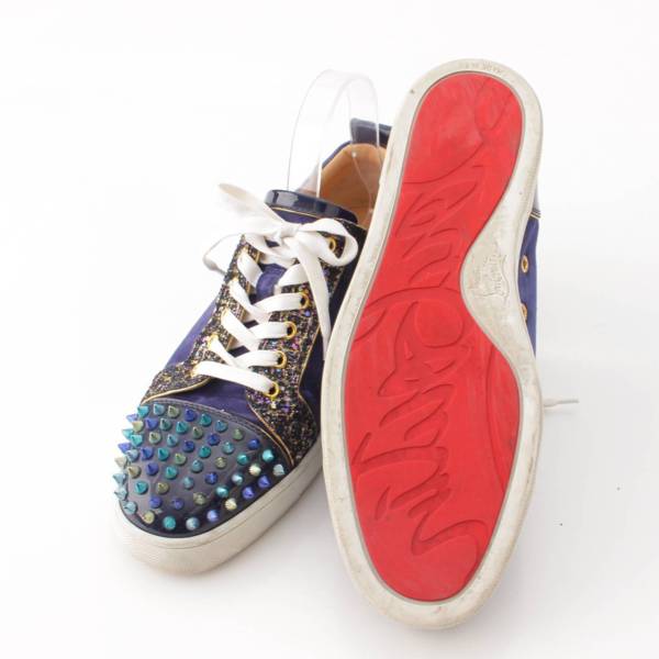 クリスチャンルブタン Christian Louboutin メンズ スタッズ スエード ローカット スニーカー ブルー 41 1/2 中古 通販  retro レトロ