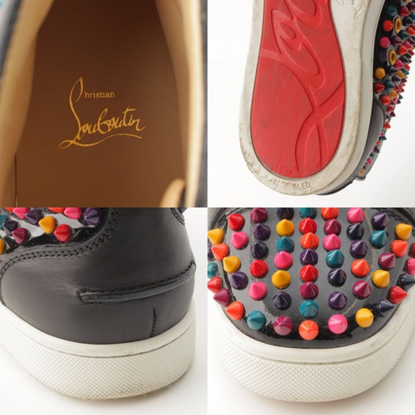 クリスチャンルブタン(Christian Louboutin) ルイス スパイク ハイカット レザー スニーカー スタッズ マルチカラー 39 中古  通販 retro レトロ