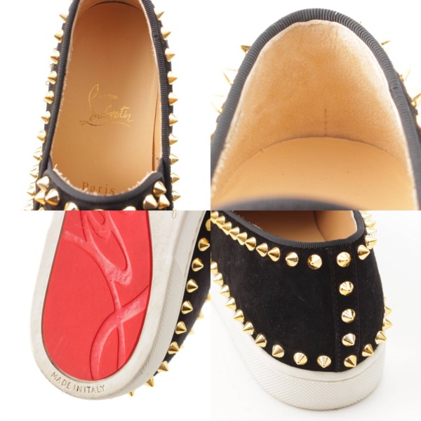 クリスチャンルブタン Christian Louboutin FLAT VEAU VELOURS/GG スタッズ スエード スリッポン スニーカー  ブラック 35 1/2 中古 通販 retro レトロ