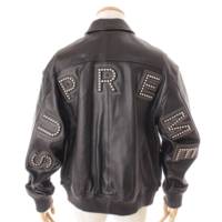 メンズ 18SS Studded Arc Logo Leather Jacket スタッズ ロゴ ジャケット ブラック M