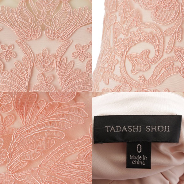 タダシショージ Tadashi Shoji エンブロイダリー チュール キャップスリーブ ワンピース ALX1812M ピンクベージュ ０ 中古 通販  retro レトロ